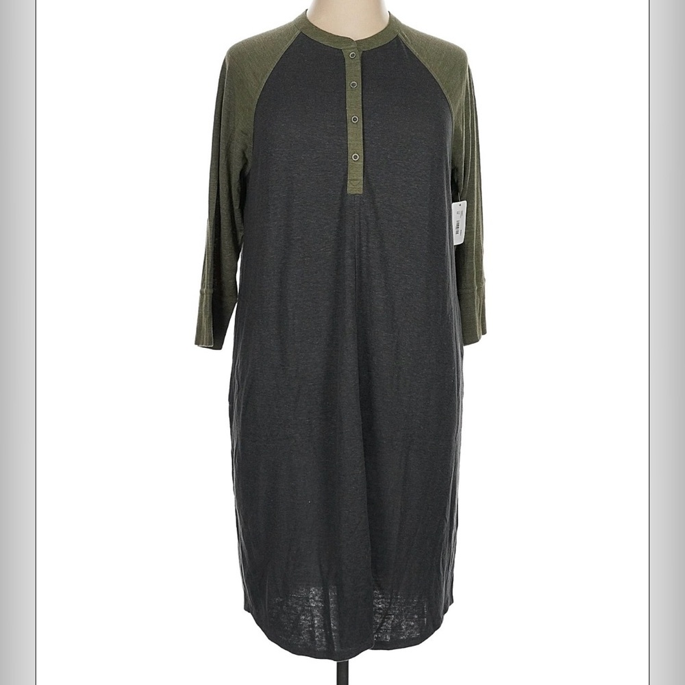 Prana Olive and Gray Knit Top